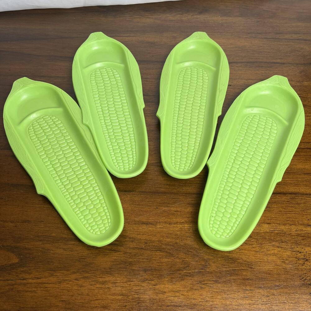 Set Of 4 Reusable Green Corn On Cob Serving Trays For Picnic BBQ And Summer Fun